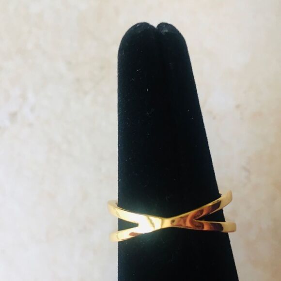 Rainbow Pave Cubic Zirconia Crystals Crossover Eternity Band Ring NWT - Picture 5 of 6